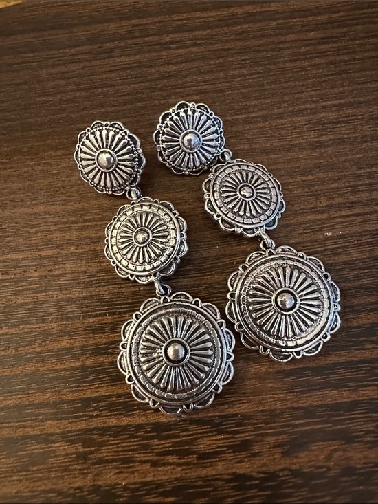 Jewelry - Silver-Tone Floral Medallion Drop Earrings - Women Jewelry